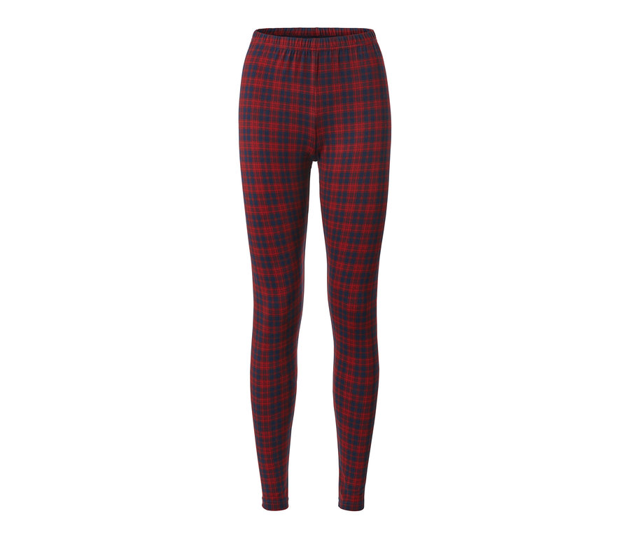 Červeno-modré kostkované hebké legíny.