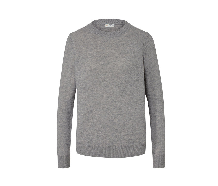 Šedý melírovaný svetr z jemného úpletu s kašmírem.