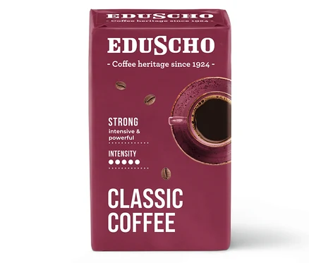 Balení mleté kávy Eduscho Classic Coffee Strong 250 g.