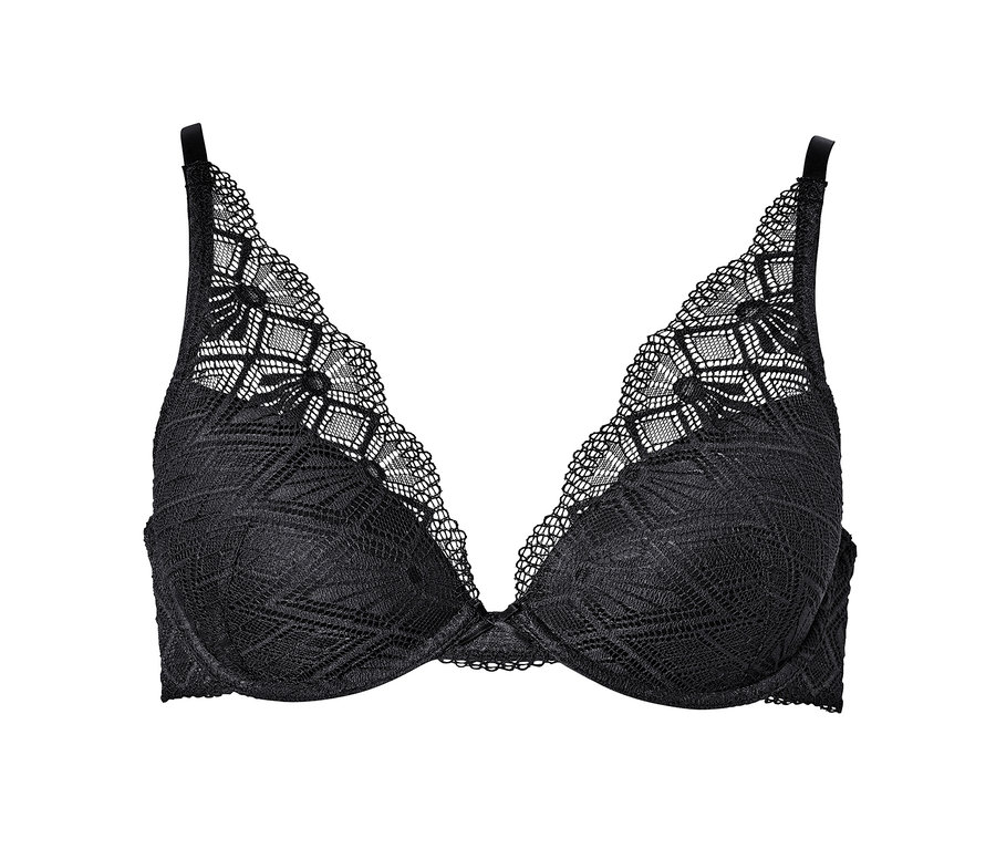 Černá podprsenka s vyztuženými košíčky.