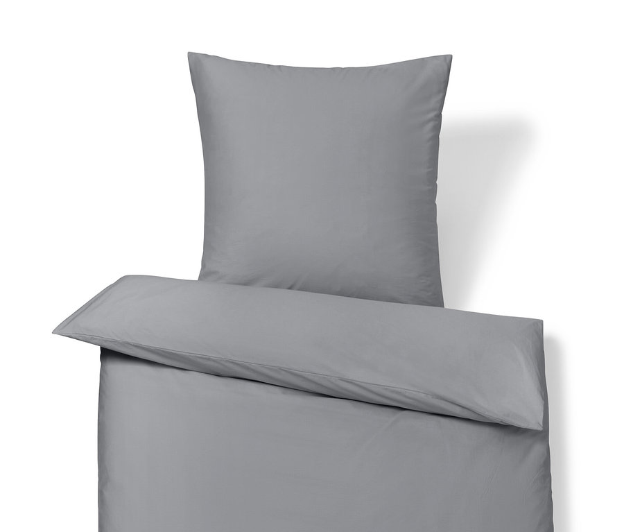 Šedé bavlněné saténové povlečení standardní a nadměrné velikosti.