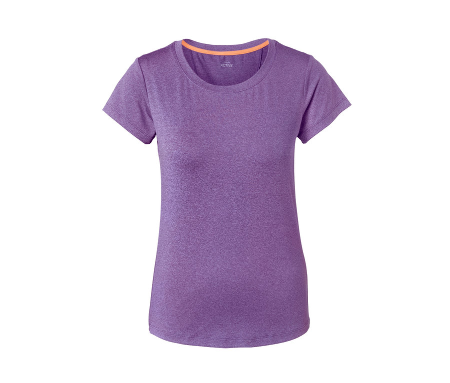 Fialové strečové funkční tričko s krátkými rukávy.