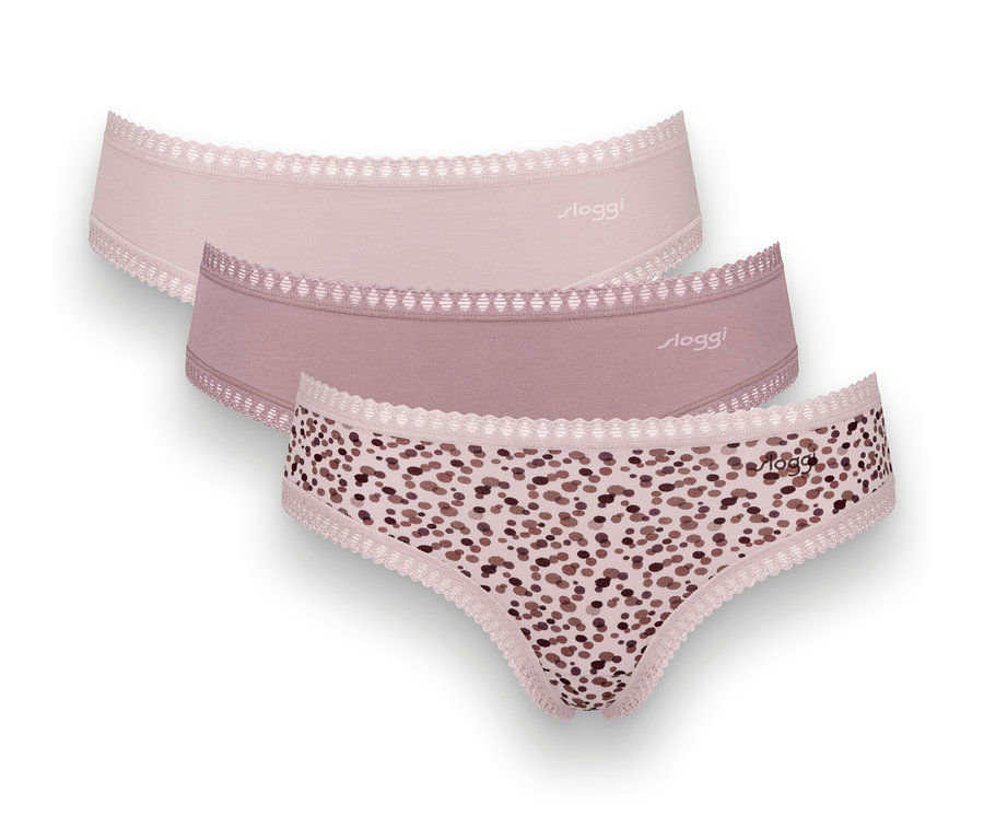 Troje bokových kalhotek sloggi GO Crush Hipster C3P v různých barvách.