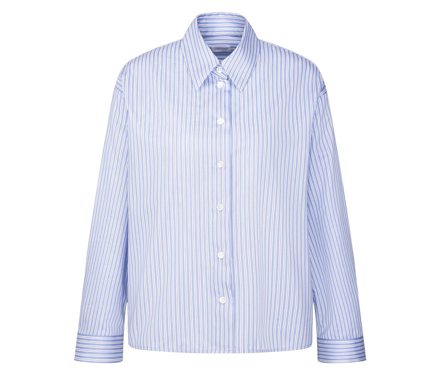 Košilová halenka oversize Seidensticker s modrými a bílými proužky.