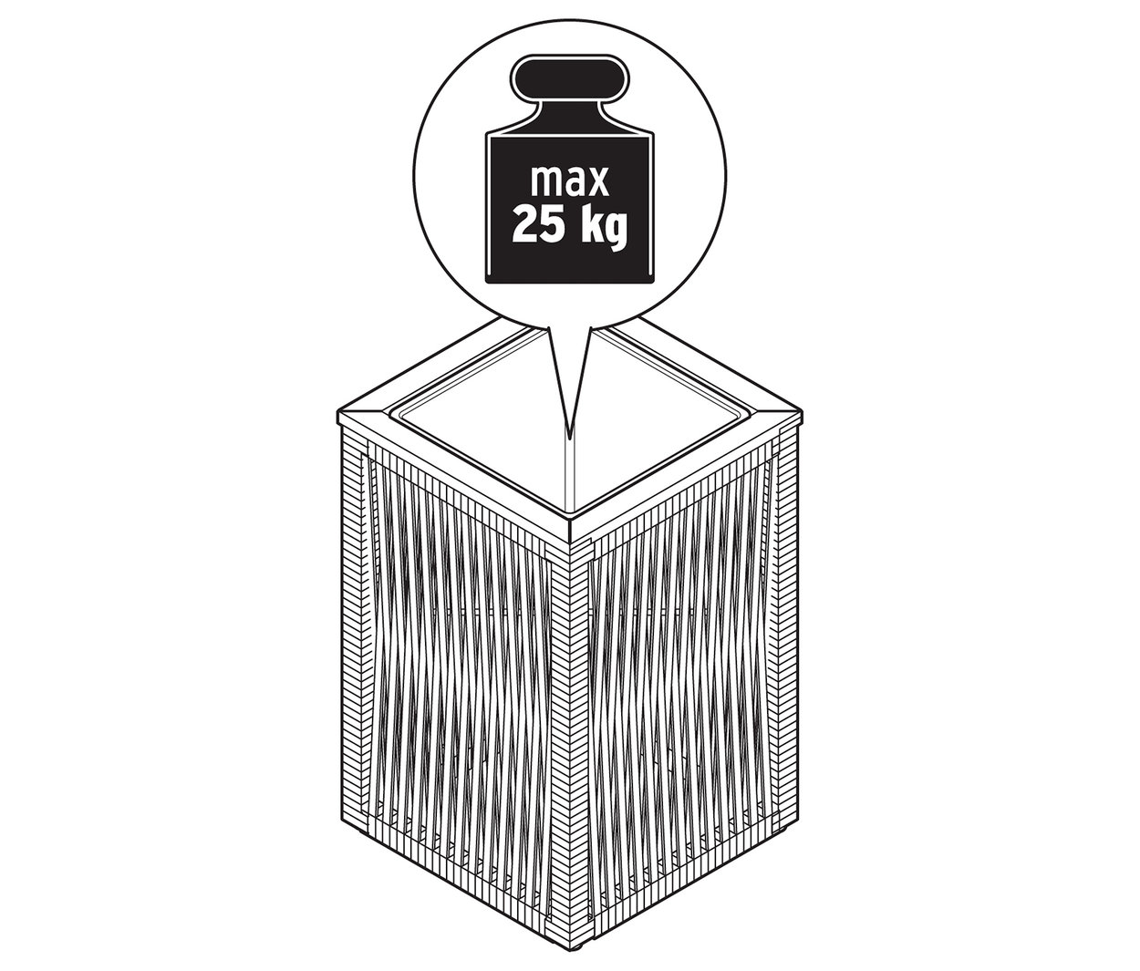 Ilustrace květináče s textilní vazbou.