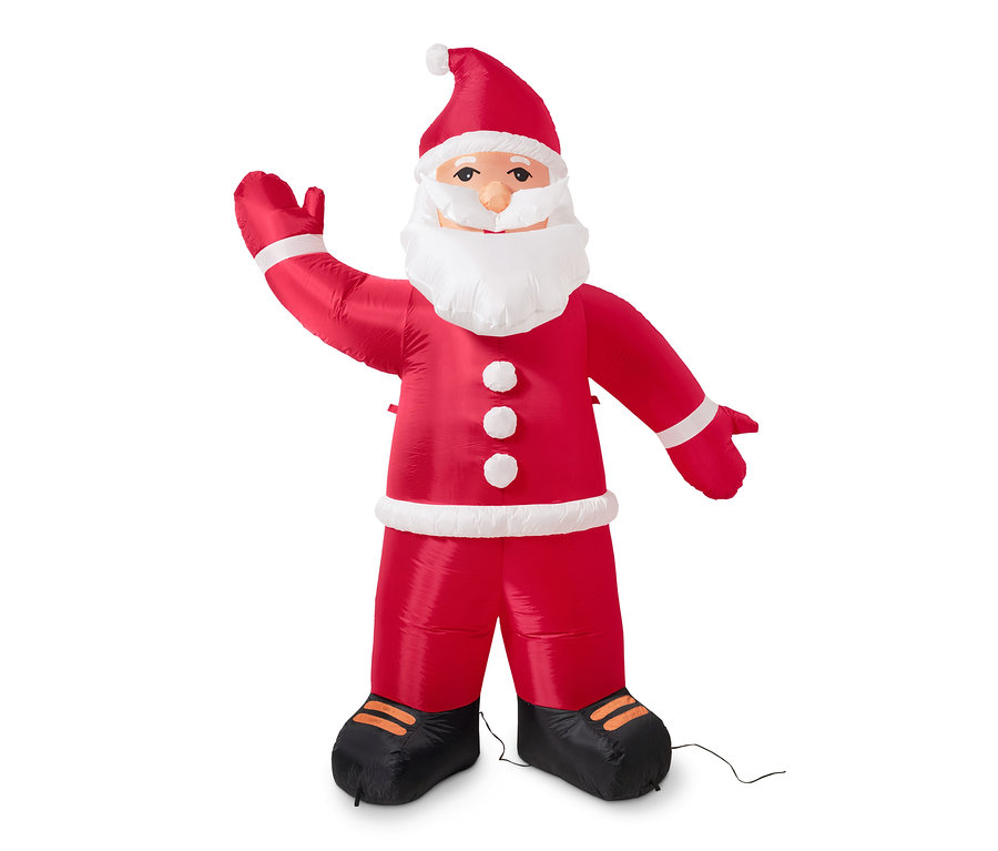 Nafukovací Santa Claus s LED, XXL, stojí a mává.