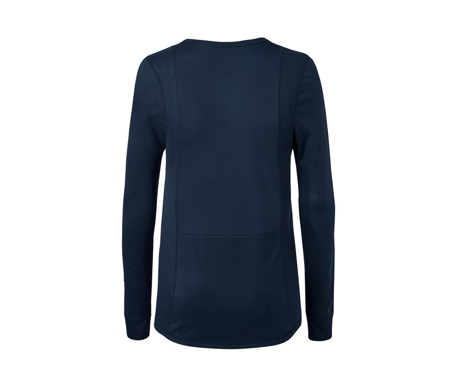 Funkční termoprádlo v tmavě modré barvě s dlouhými rukávy, zobrazeno zezadu.