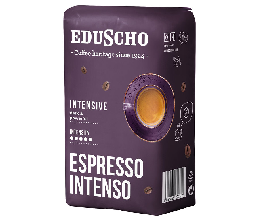 Balení zrnkové kávy Eduscho Espresso Intenso 500 g.