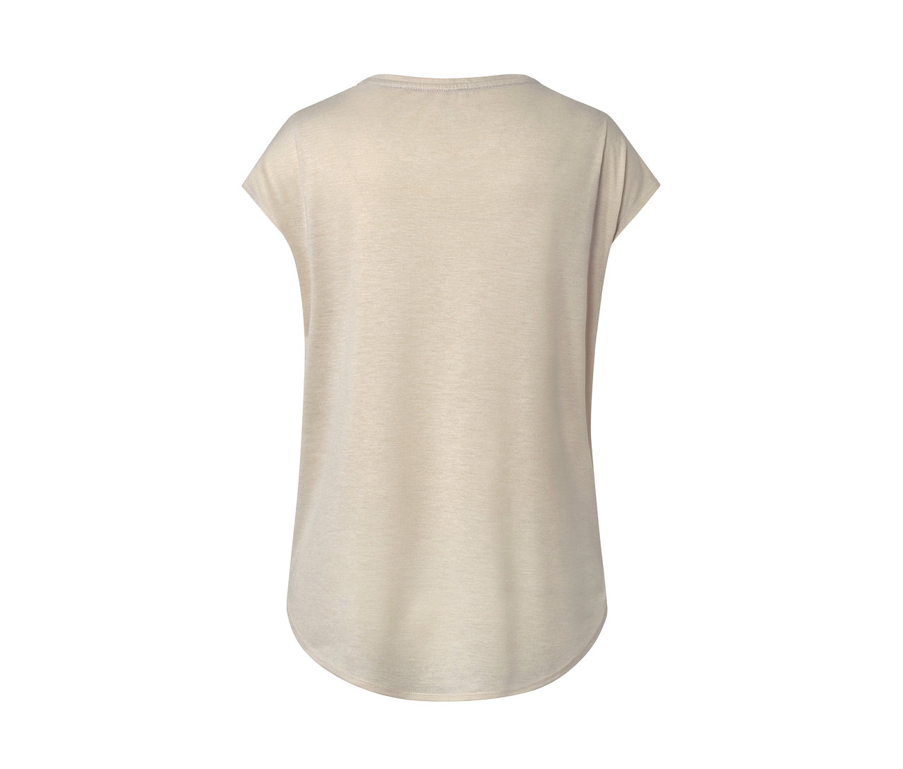 Detailní pohled na béžové sportovní triko.