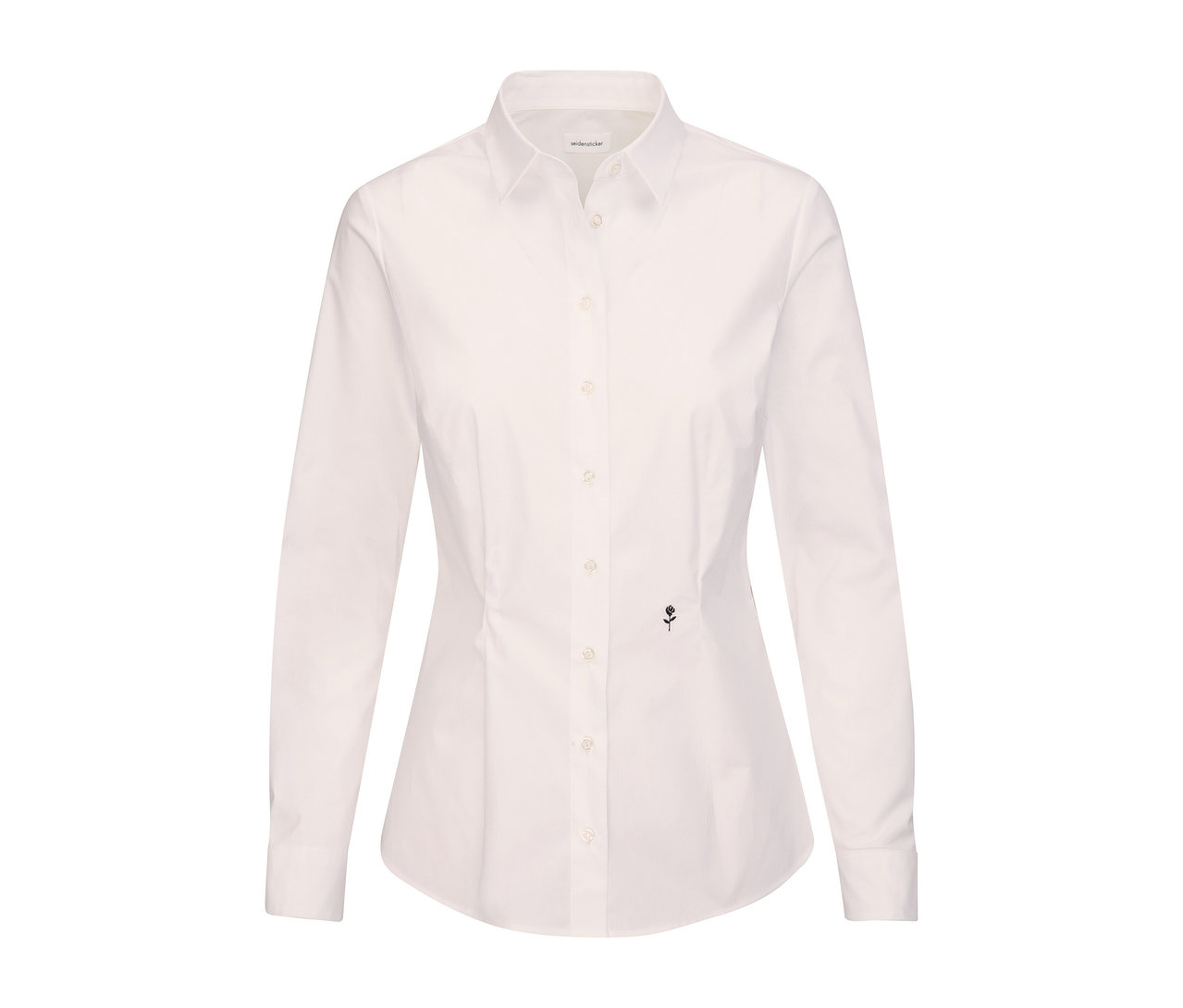 Bílá halenka slim fit Seidensticker s dlouhými rukávy a zapínáním na knoflíky.