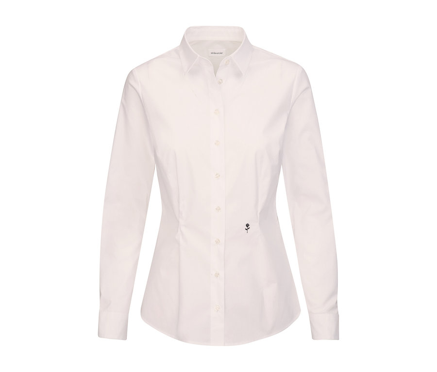 Bílá halenka slim fit Seidensticker s dlouhými rukávy a zapínáním na knoflíky.