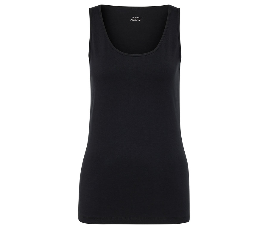 Černý aktivní top bez rukávů.