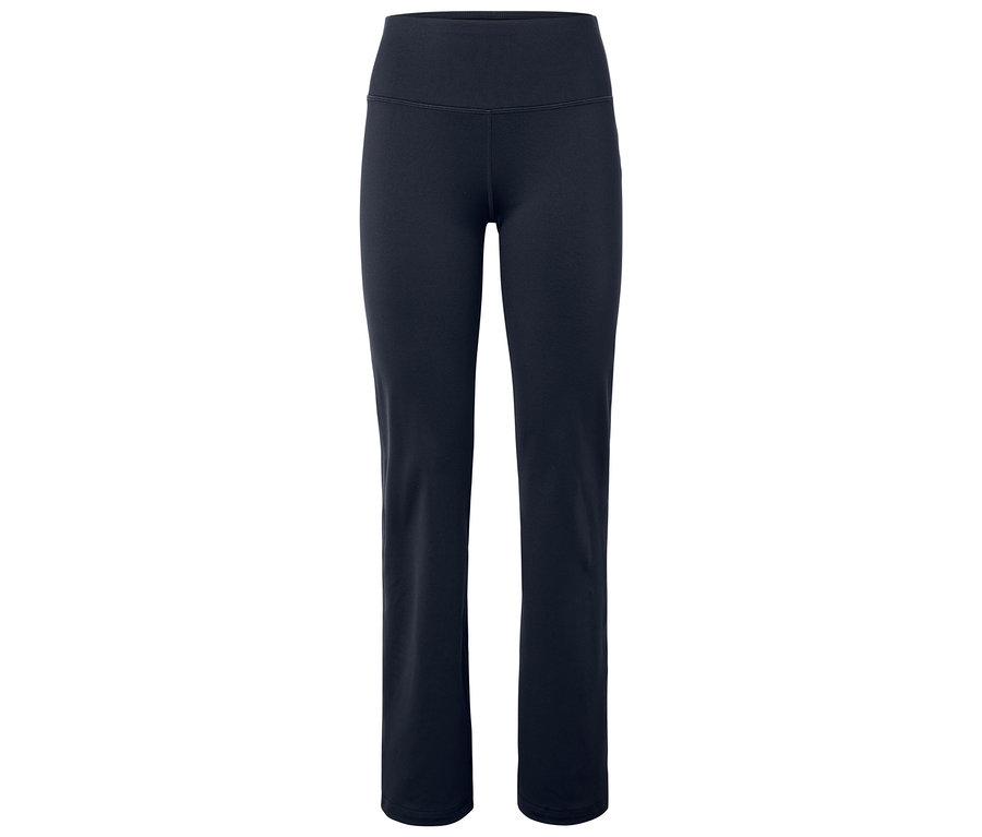 Tmavě modré legíny s vysokým pasem na bílém pozadí.