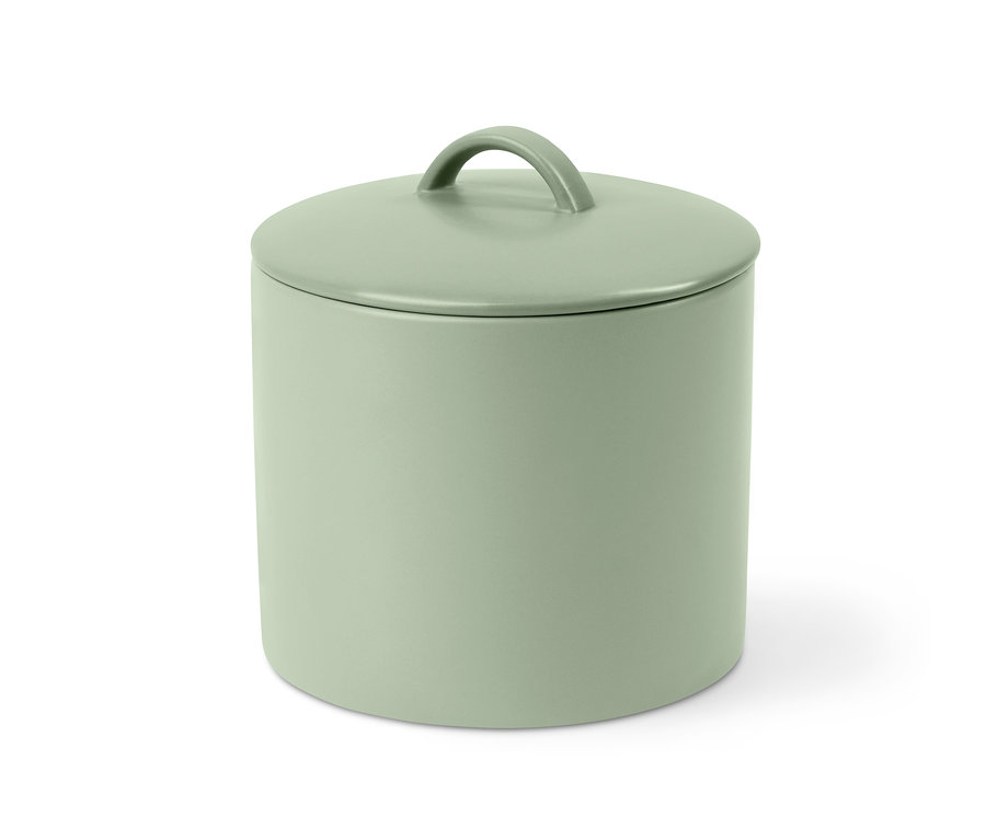 Zelená úložná dóza s víkem.