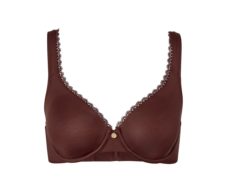 Hnědá podprsenka s kosticemi.