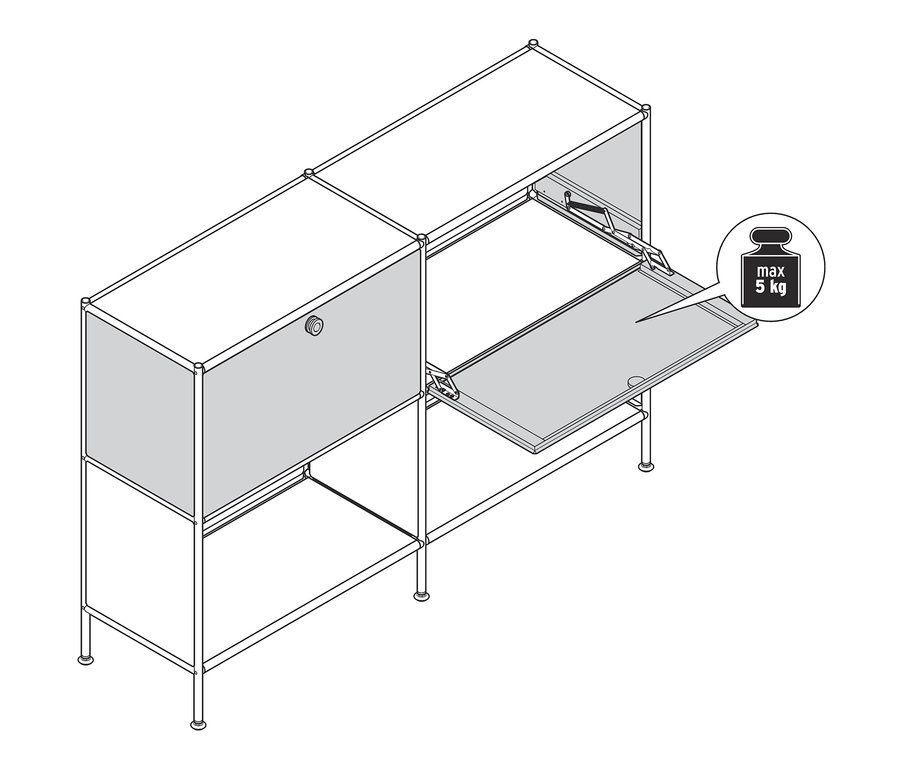 Ilustrace bílého, šedého a černého doplňkového setu kovových výklopných dvířek CN3.