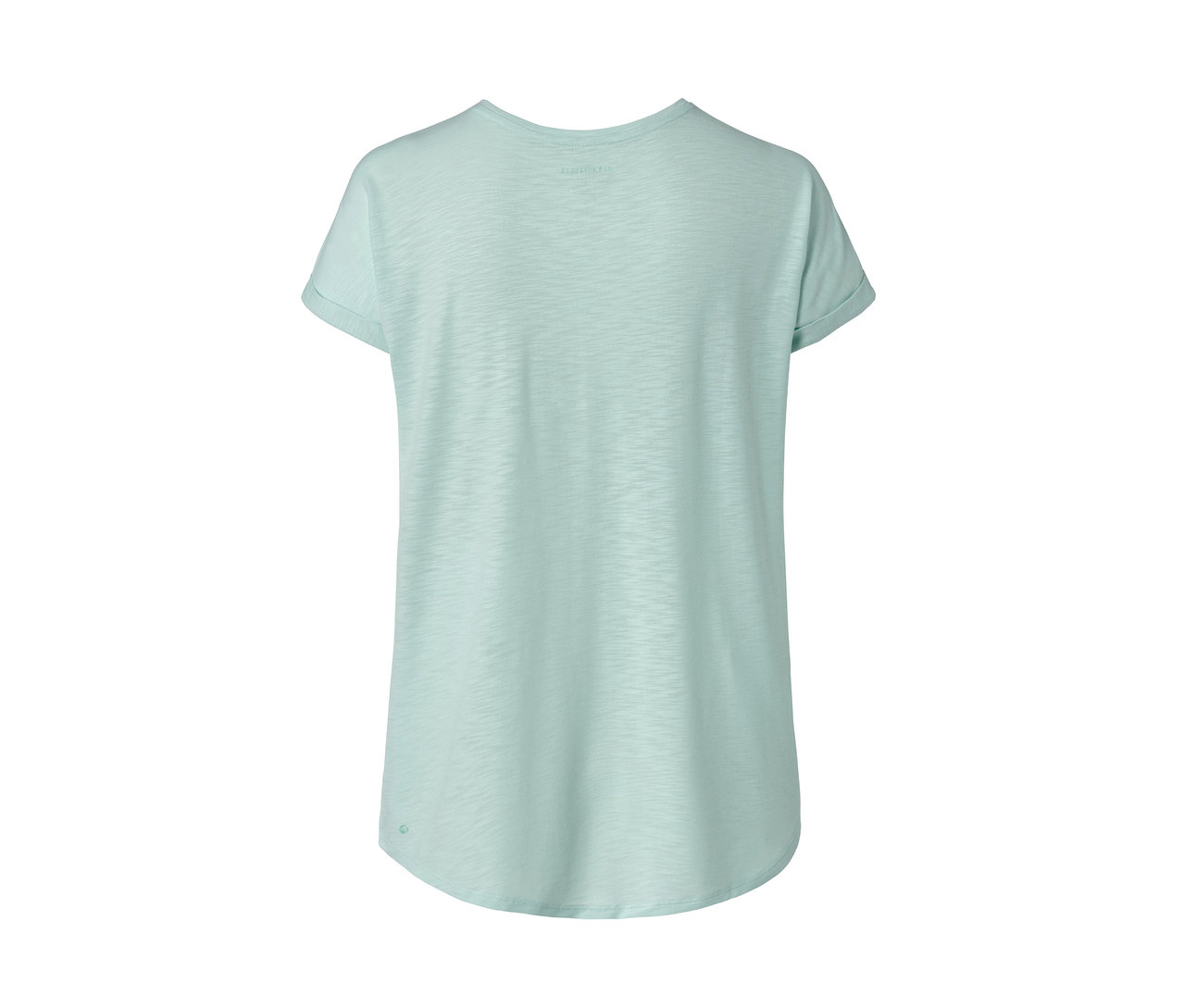 Detail sportovního trička mátově zelené barvy.