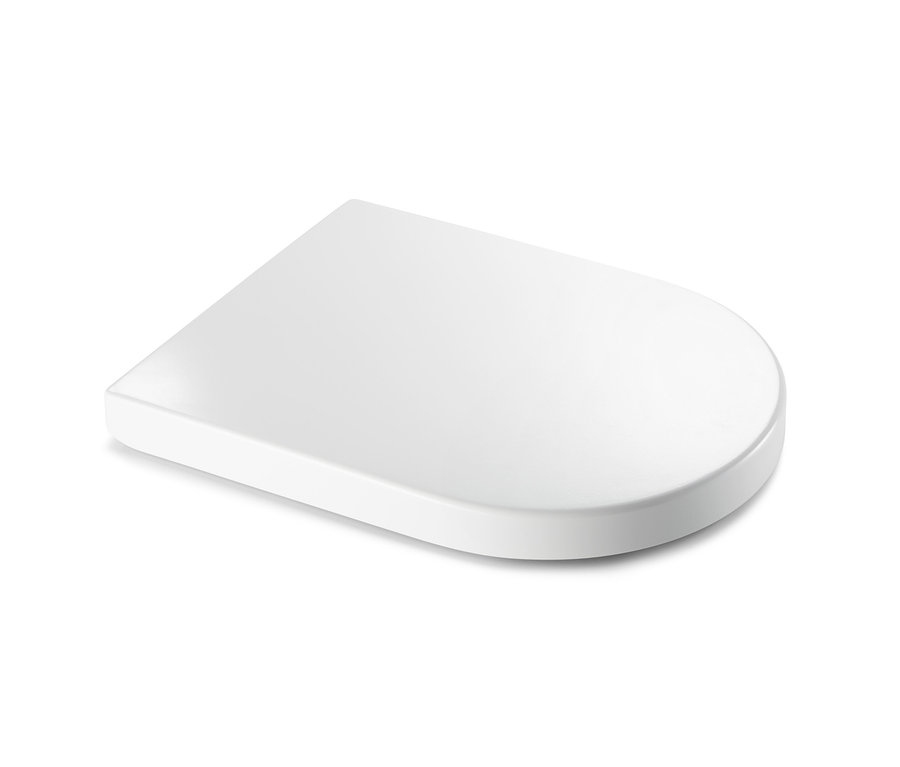 Bílé prémiové WC sedátko s automatickým sklápěním.