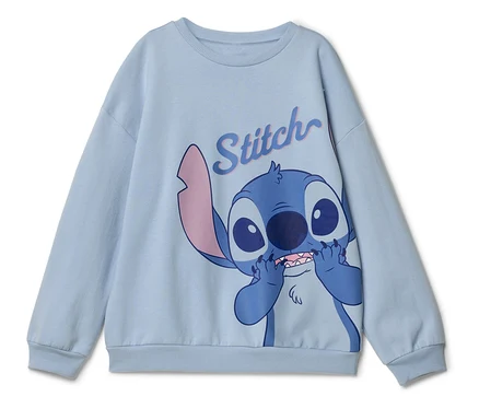 Světle modrá mikina s potiskem Stitch.
