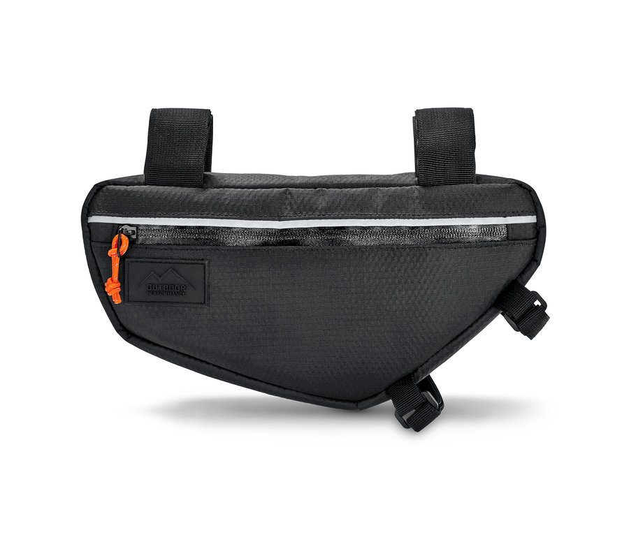 Černá cyklistická taška na rám kola.