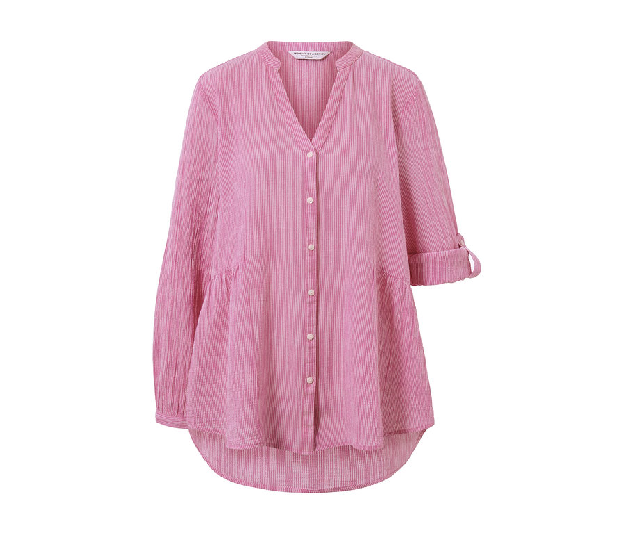 Pruhovaná dlouhá tunika s knoflíky.