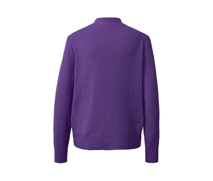 Fialový pletený svetr s vlnou.