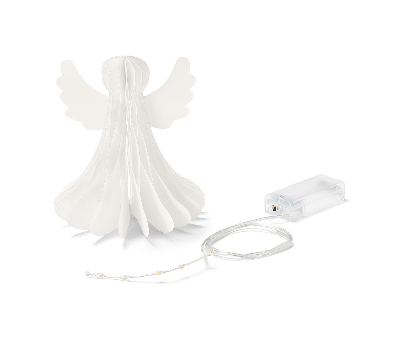 Malý papírový anděl s LED světlem.