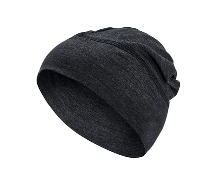 Tmavě šedá čepice s vlnou merino.