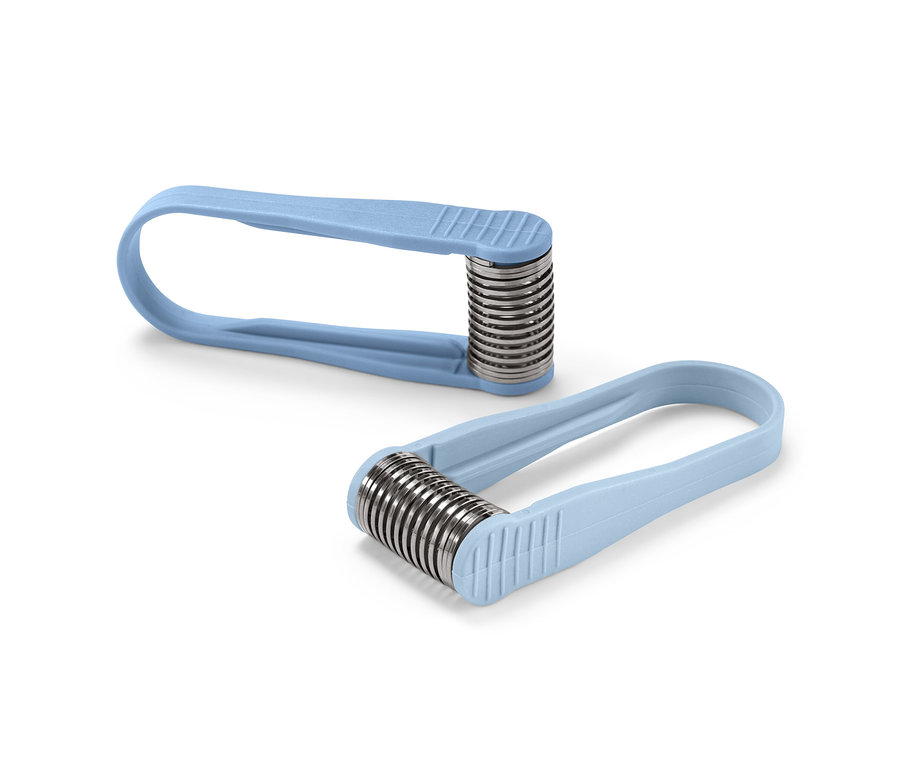 Dva manuální mini odstraňovače chloupků na obličeji světle modré barvy.