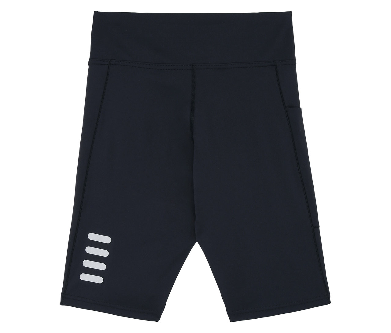 Černé dámské sportovní šortky FILA s boční kapsou a čtyřmi vodorovnými bílými pruhy na nohavici.