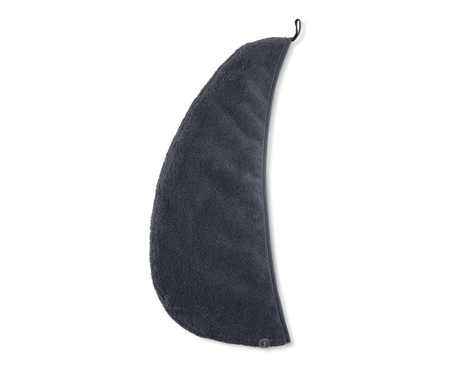 Šedý ručníkový turban s poutkem.