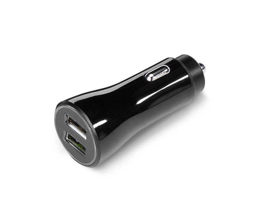 Černá rozdvojka do auta s USB konektorem.