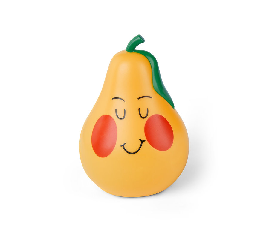 Žlutá LED lampička ve tvaru hrušky s usměvavým obličejem, noční světlo a lampička na usínání s LED, 2 v 1.