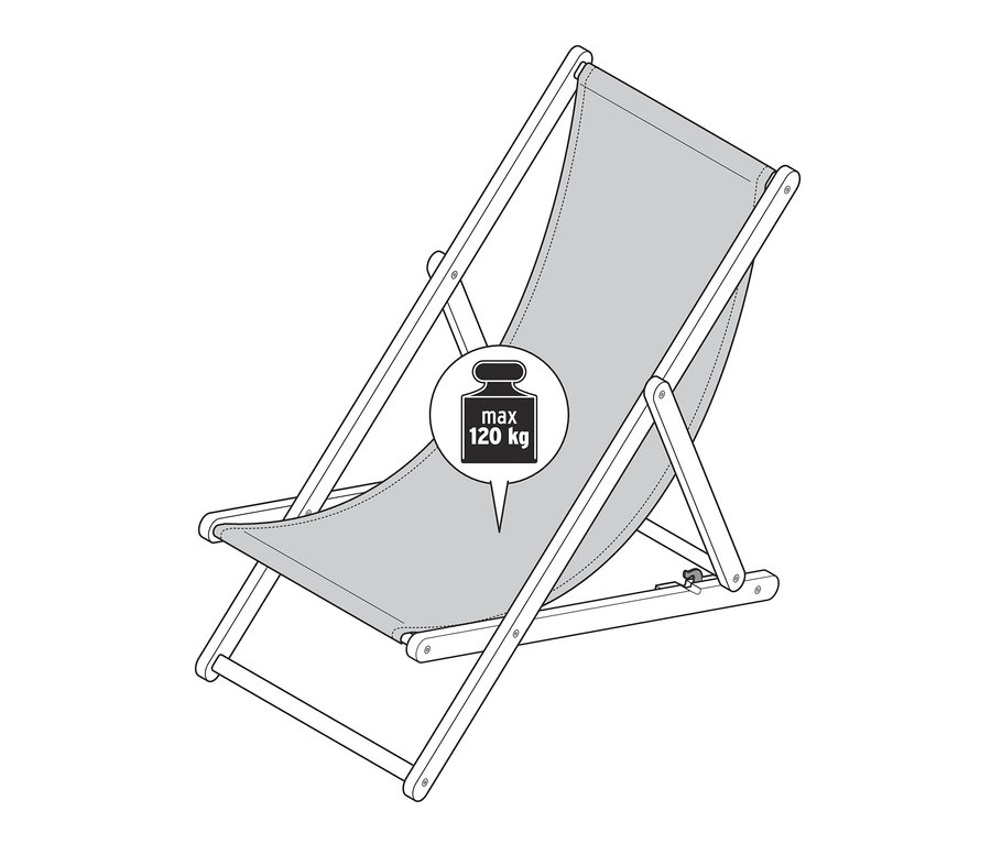 Ilustrace sklápěcího lehátka.