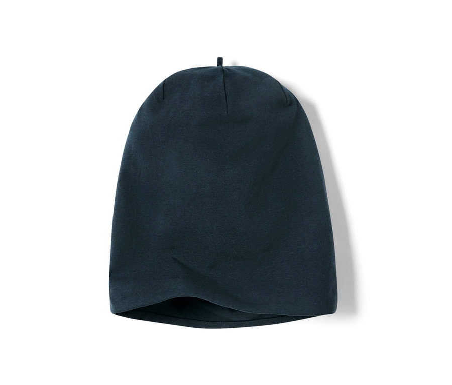 Tmavě modrá dětská žerzejová čepice.