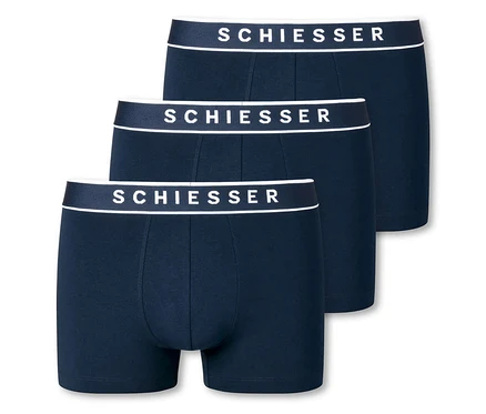 Tři tmavě modré boxerky SCHIESSER s biobavlnou.