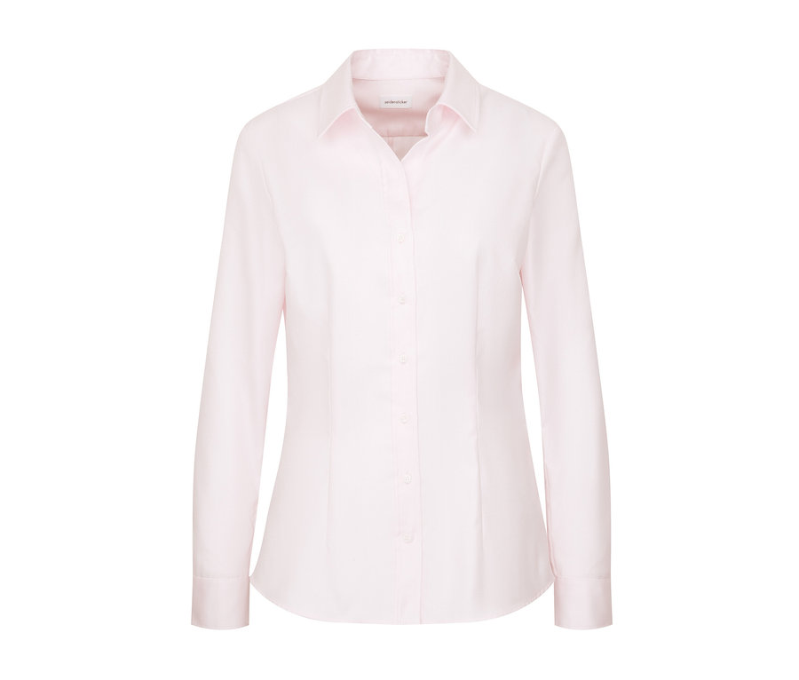 Světle růžová keprová halenka Seidensticker s dlouhými rukávy a zapínáním na knoflíky.