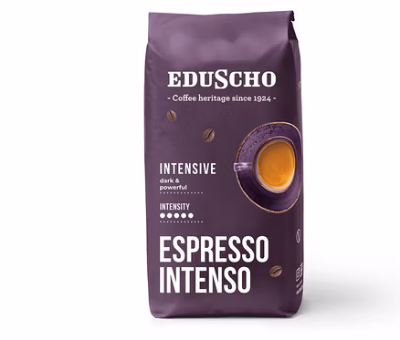 Balení zrnkové kávy Eduscho Espresso Intenso 1 kg.