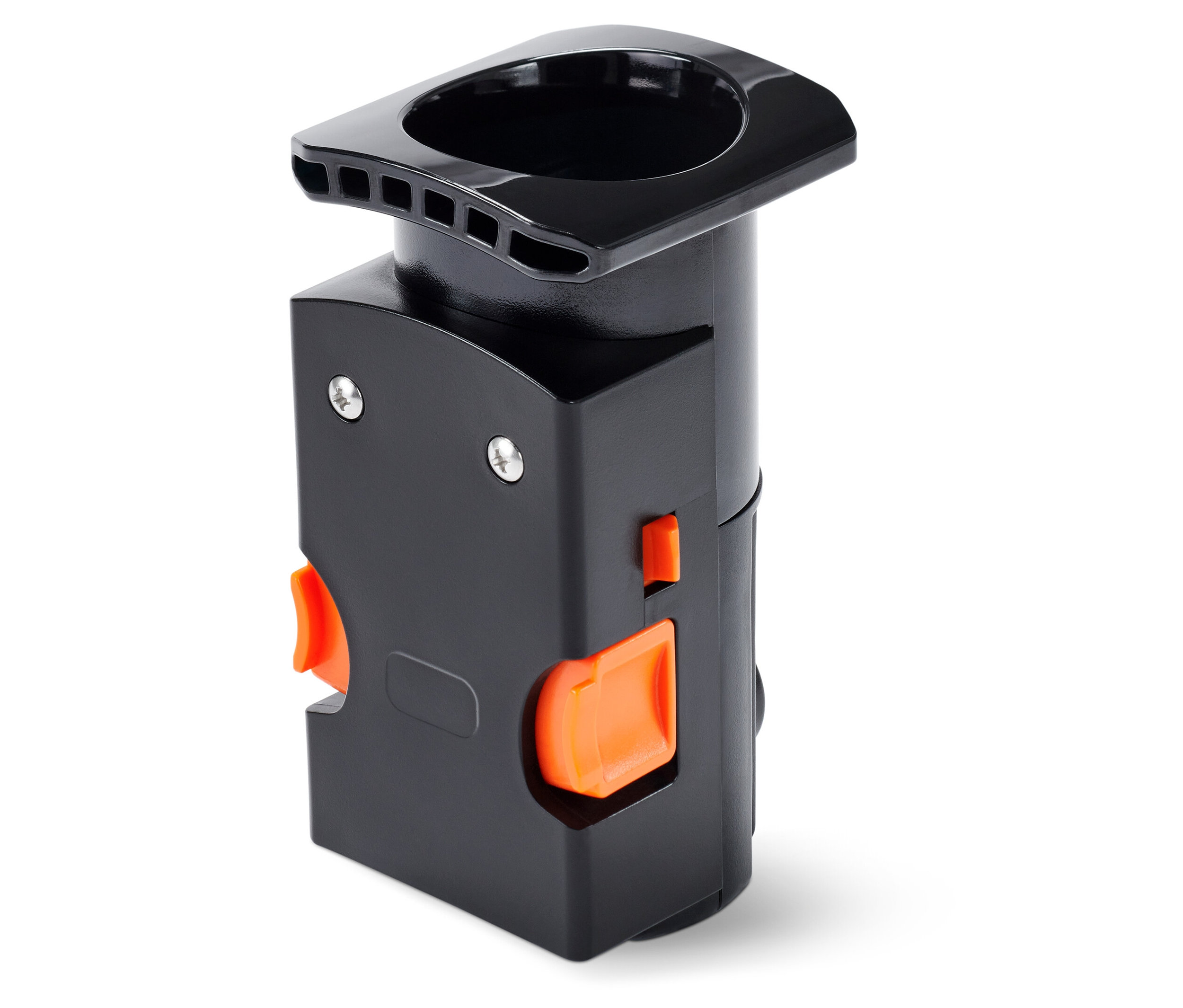 Černá spařovací jednotka pro plnoautomatické kávovary Tchibo s oranžovými detaily.