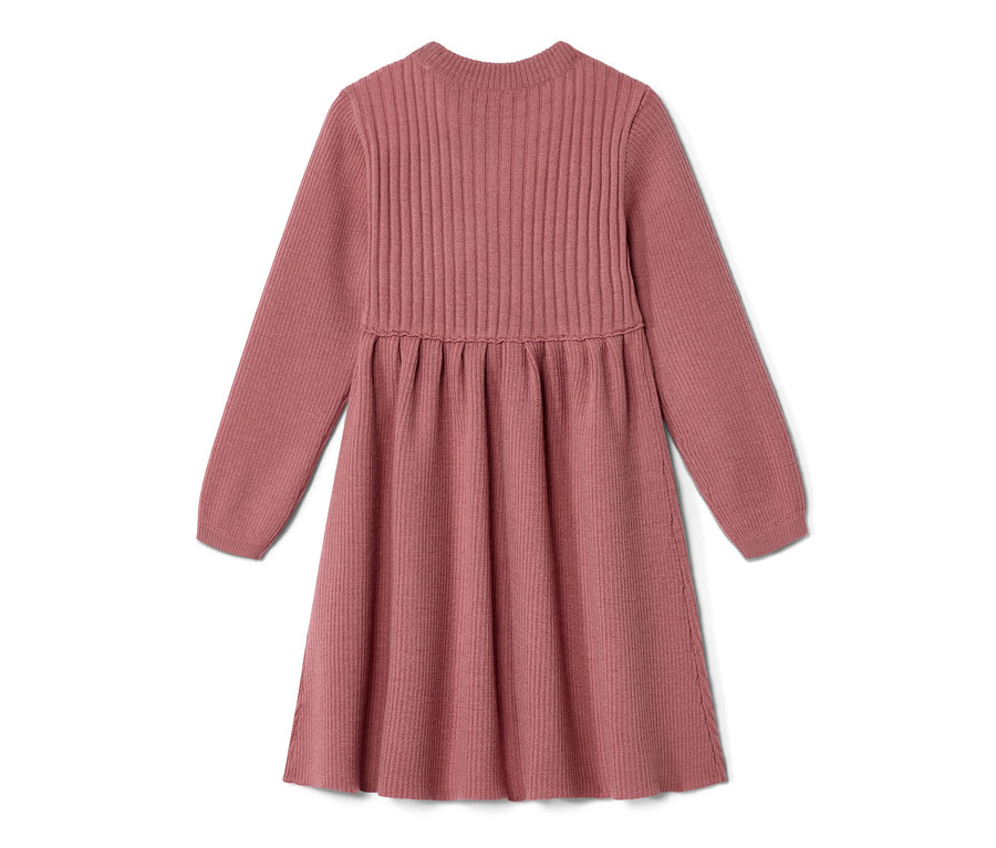Růžové dívčí pletené šaty z vlny merino.