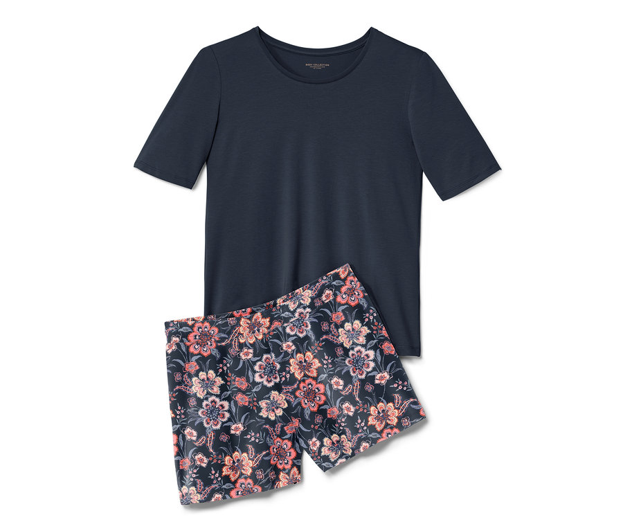 Tmavě modré krátké pyžamo.