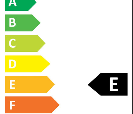 Energetický štítek spotřebiče s třídou E.