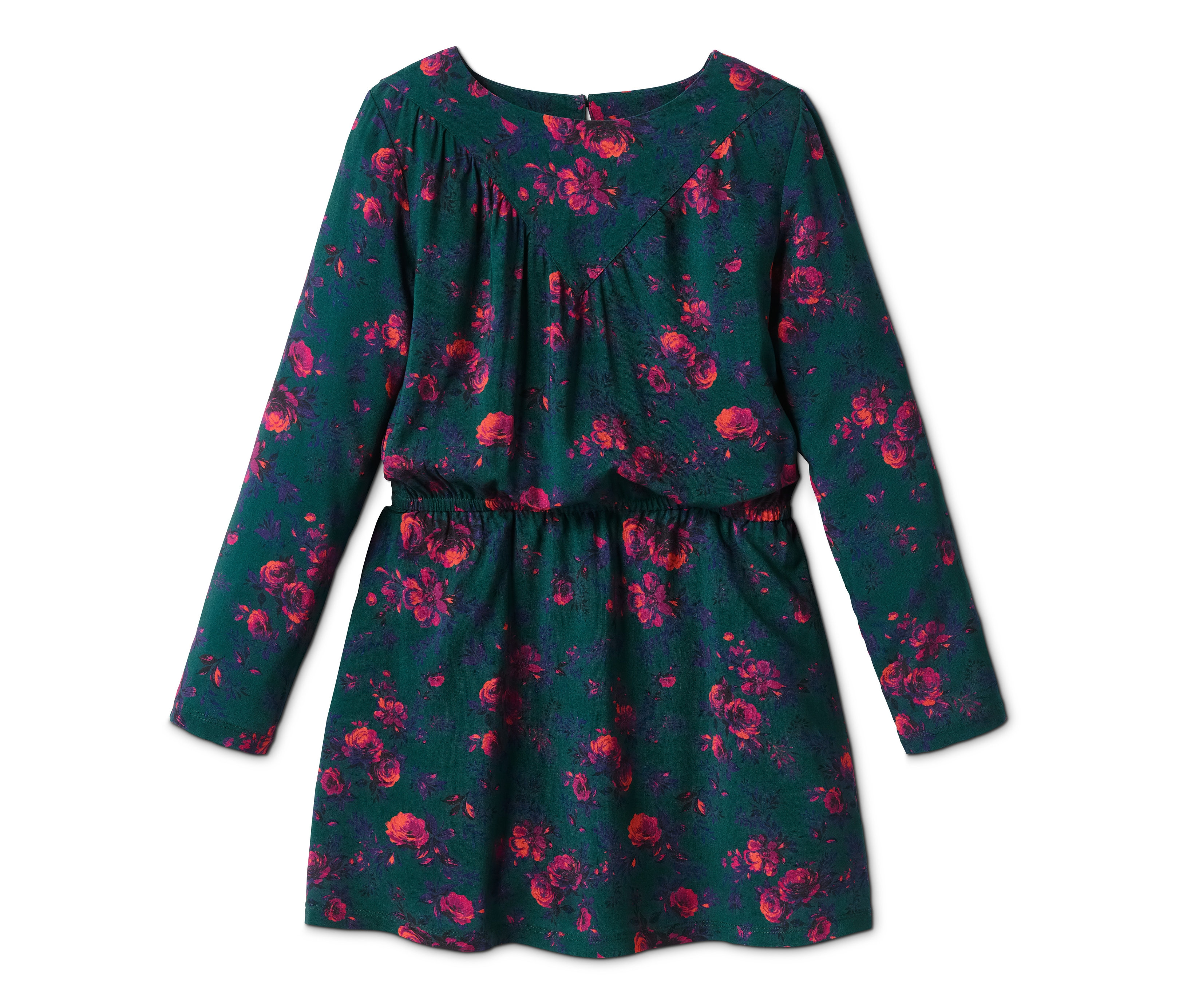 Zelené viskózové šaty s květinovým vzorem.