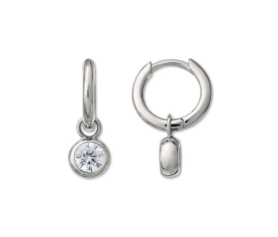 Dvoje kreolky, stříbro 925/1000, rhodiované, se zirkony.