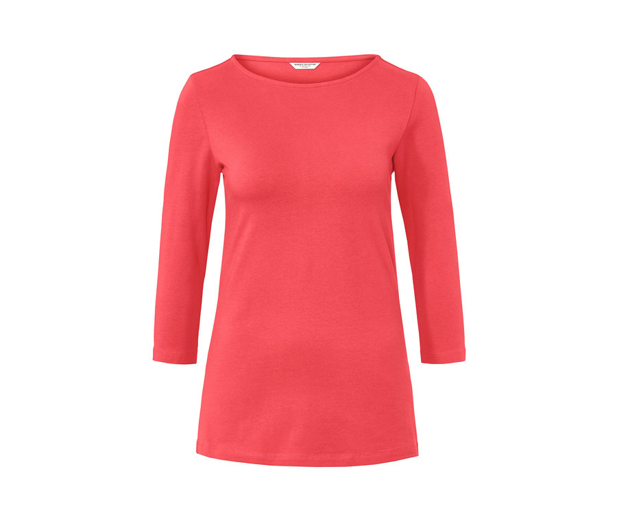 Korálové tričko s tříčtvrtečním rukávem.