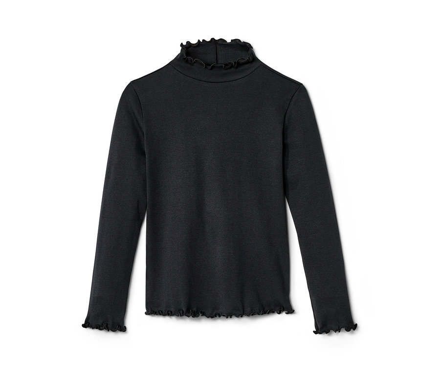 Černé dívčí triko s dlouhým rukávem.