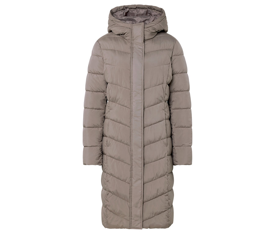 Béžová prošívaná bunda s kapucí.