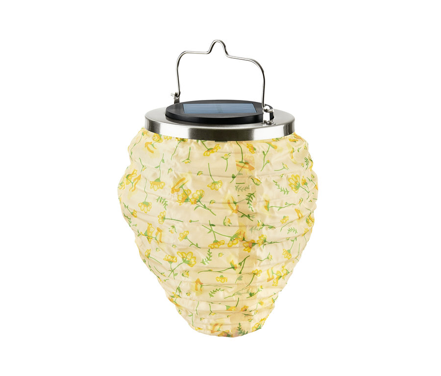 Malý solární lampión s květinovým vzorem.