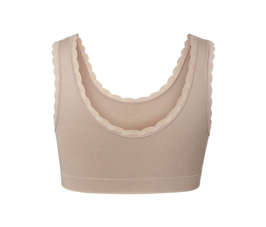 Detail béžové bezešvé podprsenky.