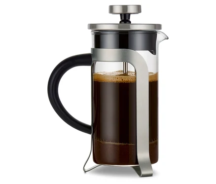Stříbrná konvička french press 300 ml s 2 šálky.